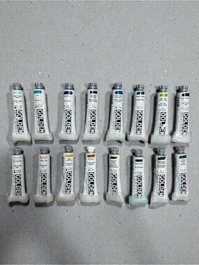 NEW Golden Artist Acrylic Paint Lot | 16 Tubes | Blues, Greens, Earth Tones